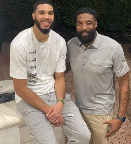Justin Tatum with his son Jayson Tatum.